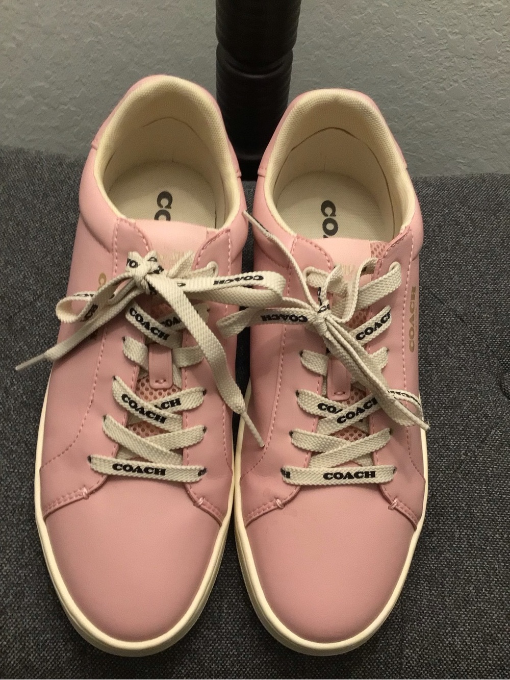Coach Pink Leather Low-Top Lace-Up Sneakers